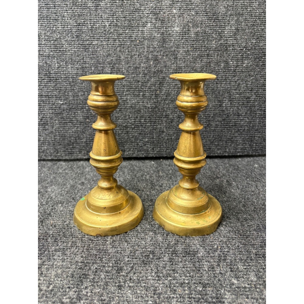 Vintage Solid Brass Candlestick Holders Set of 2 Traditional 7 Inch Taper Pair